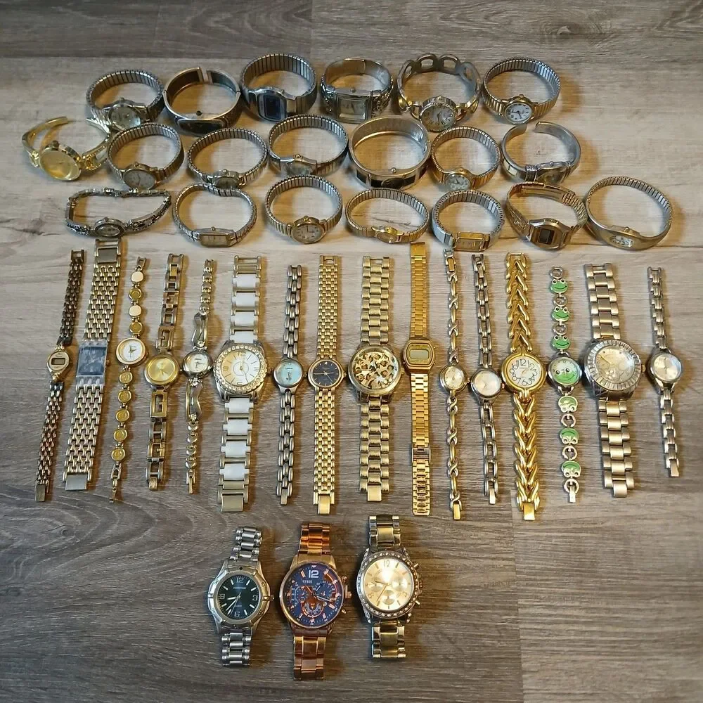 Lot 35+ Watches Parts/Repair ALL Metal Timex Pulsar Armitron Kathy Ireland
